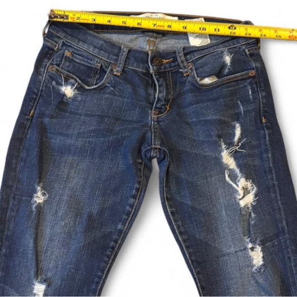 Abercrombie & Fitch Dark Wash Distressed Skinny Jeans W26 L29 Low Rise - Picture 3 of 16